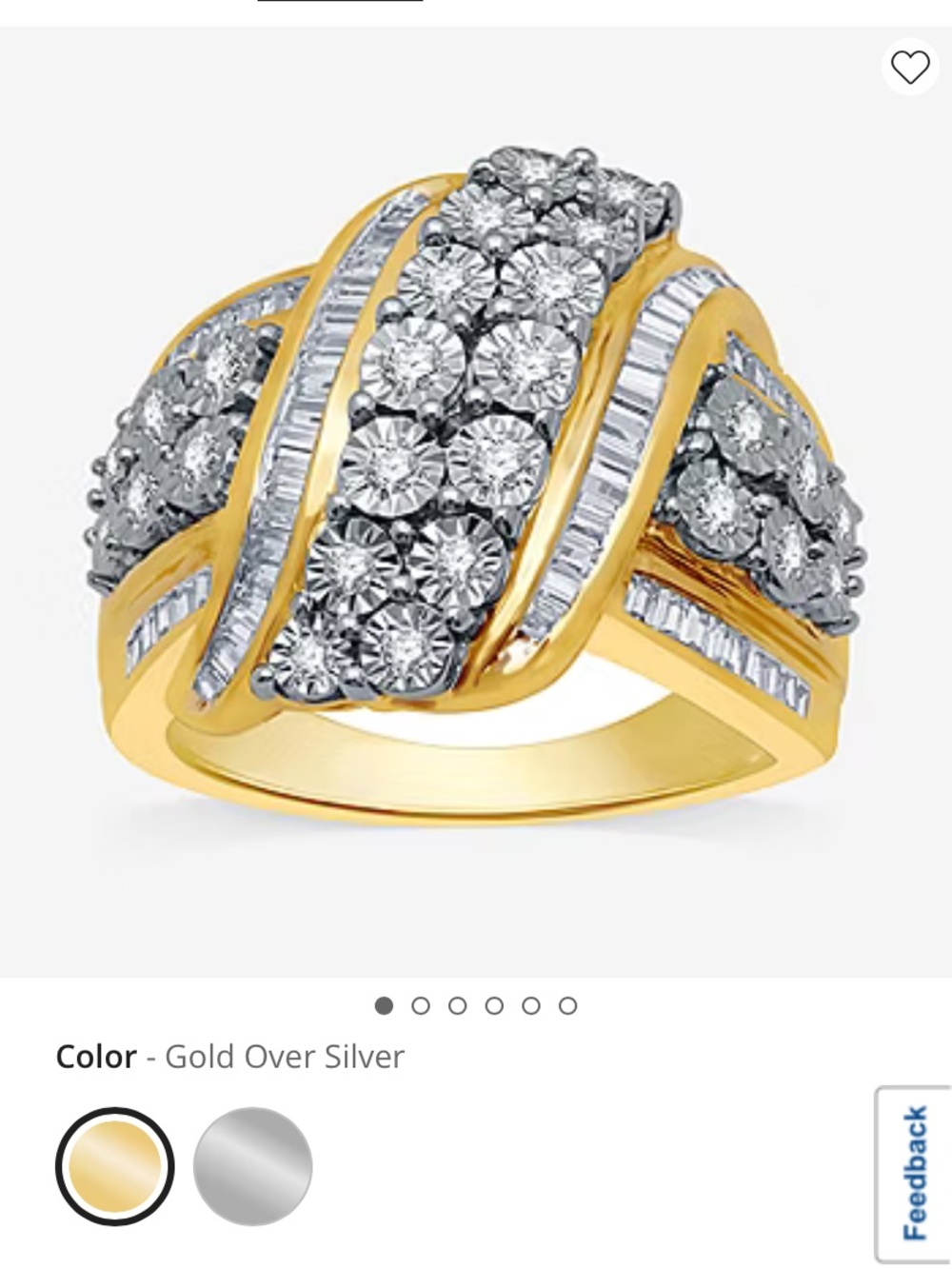 Gold Over Silver Multi-Row Diamond Accent Ring